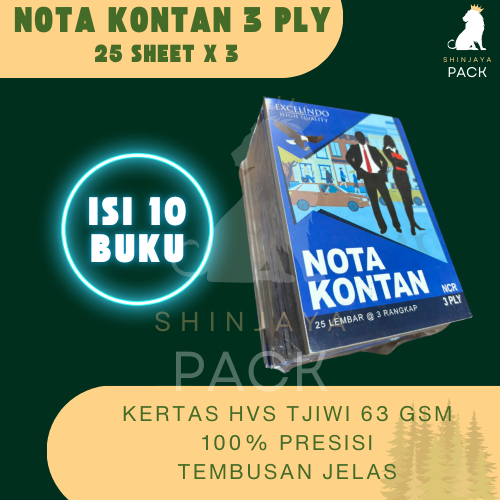 

(ISI 10 BUKU) Nota Kontan 3 ply NCR Putih Merah Kuning HARGA GROSIR merk Excelindo PREMIUM QUALITY