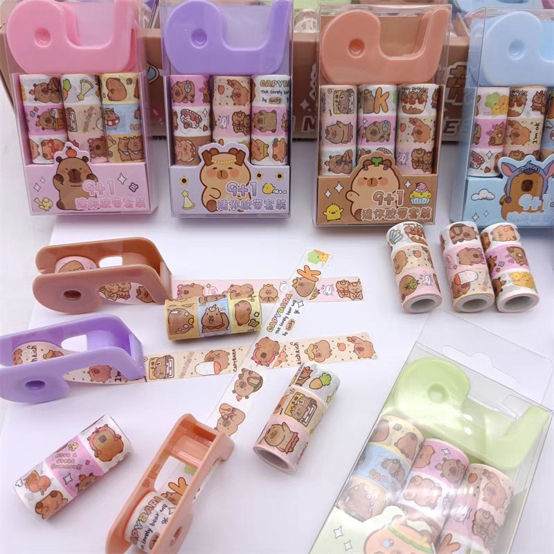 

Mini Solatip Washi Tape Capybara Dekorasi Bermotif Kecil/ Cute Tape Dispenser Capybara