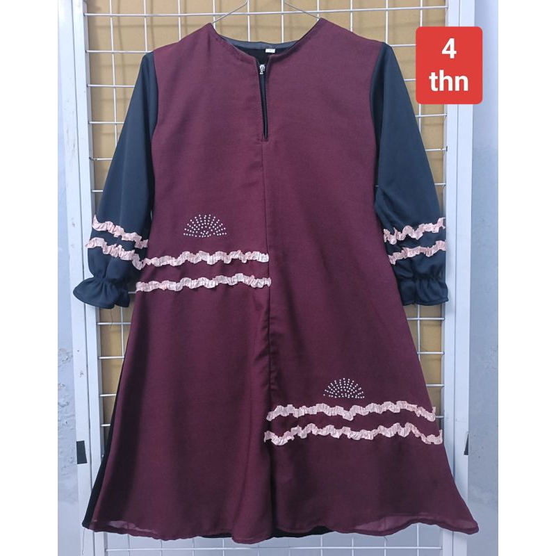 ABAYA ANAK PEREMPUAN 4 TAHUN/ GAMIS HITAM JETBLACK TEMBORO