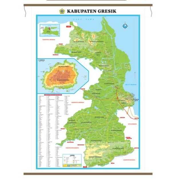 

Peta Bingkai Kabupaten Gresik Sedang ukuran 125 x 85cm