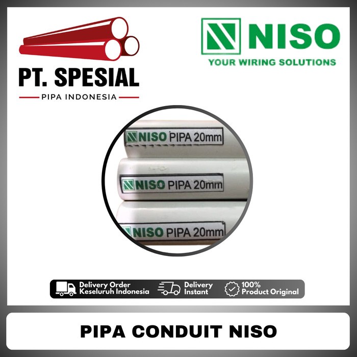 Niso Pipa Conduit / Pipa Listrik DN20  Putih - 12