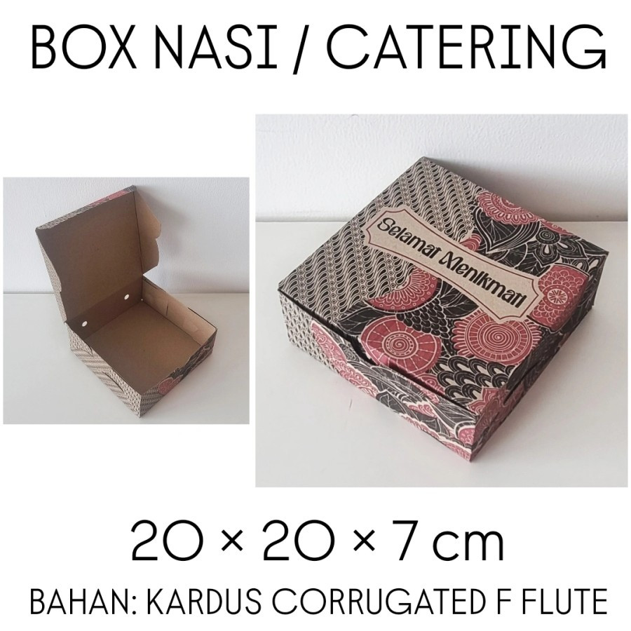 

Dus Nasi Box Catering Kotak Kue Takeaway Ukuran 20×20×7 Cm Kardus Corrugated F Flute