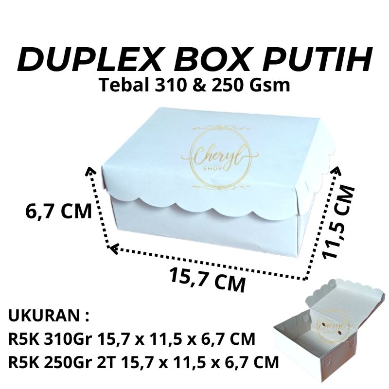(10 PCS) DOS / DUS DUPLEX POLOS NASI UK 15,7 x 11,5 x 6,7 CM / Kardus Box Kotak Hampers Duplex Putih