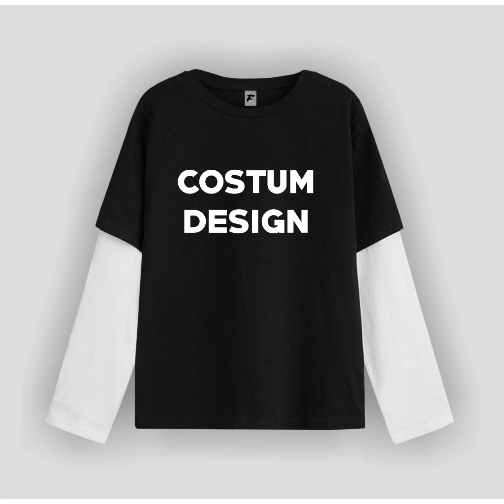 Flooks clothing Tshirt DOUBLE LAYER COSTUM DESIGN long sleeve  kaos pria wanita