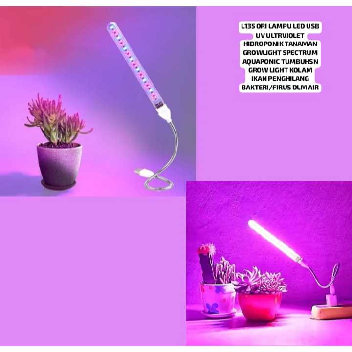 L135  ORI LAMPU LED USB UV ULTRAVIOLET HIDROPONIK TANAMAN GROWLIGHT SPECTRUM AQUAPONIC TUMBUHAN GROW