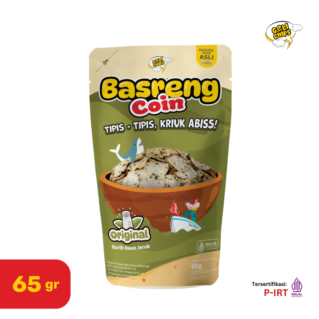 

Geli Chips - Basreng Koin Original Daun Jeruk Tipis Kriuk 65gr