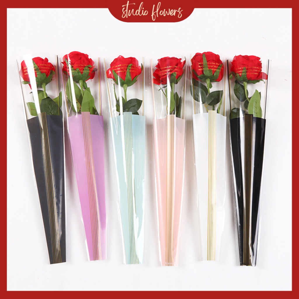 

Plastik Buket Bunga Mawar Single Wrapping Plastik Mini Buket Plastik Bungkus Bunga (Satuan) SF12