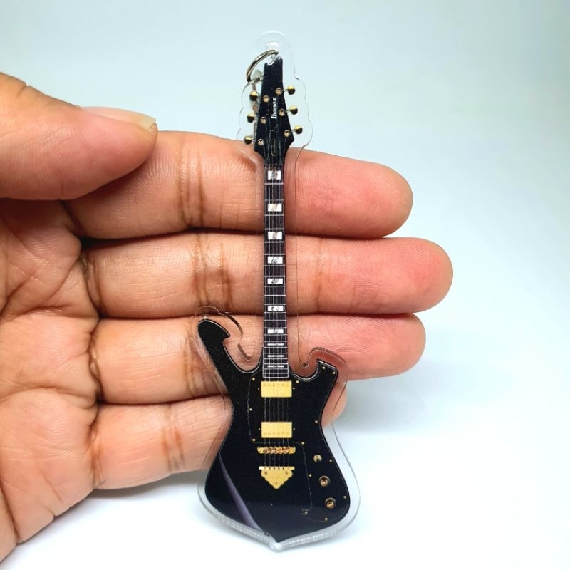Gantungan Kunci Acrylic Gitar Ibanez FRM350 Black Paul Gilbert Signature