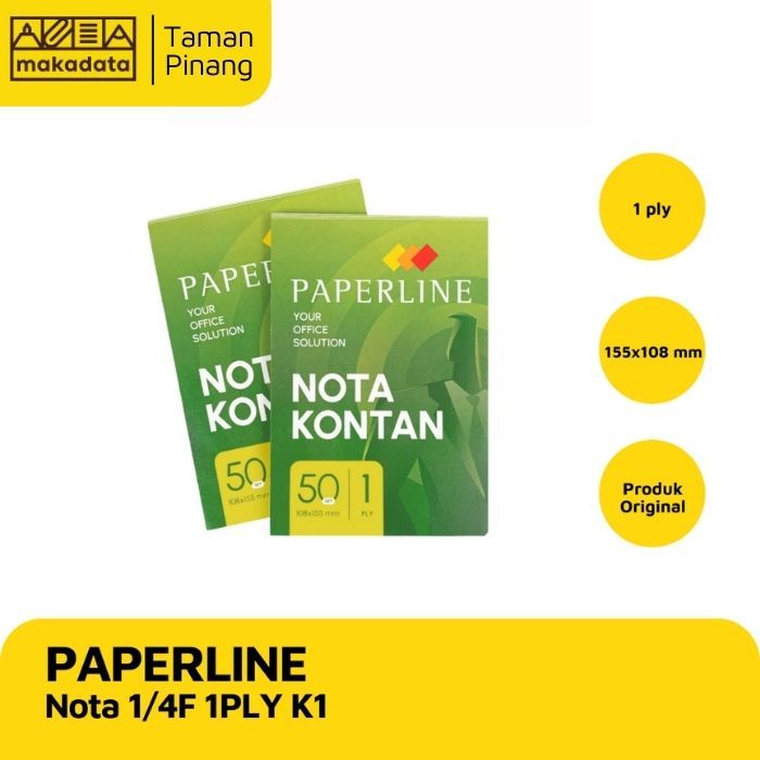 

PAPERLINE NOTA 1/4 FOLIO / NOTA KONTAN KECIL 1 PLY PAPERLINE 25 LEMBAR (1PCS)