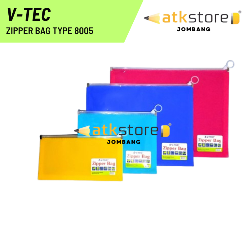 

V-TEC Zipper Bag TYPE 8005 / Pocket File Zipper Folder File Plastik Transparan Name Tag Vtec