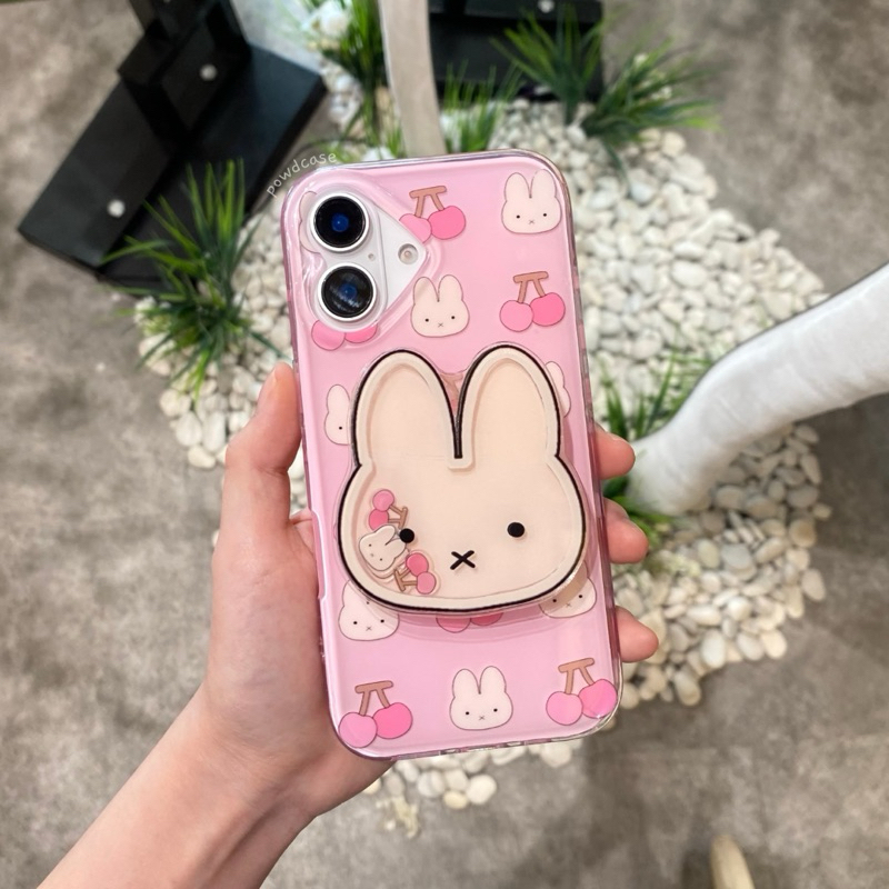 [READY] Pink Cherry Miffy Case + Popsocket Iphone 13-16pro max | POWDCASE