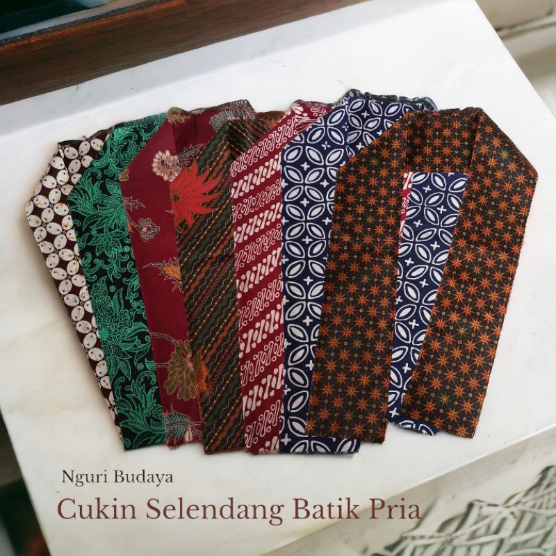 Selendang Batik Pria || Cukin Batik Tepi Tutup || Syal Batik Pria || Syal Batik Souvenir Khas Indone