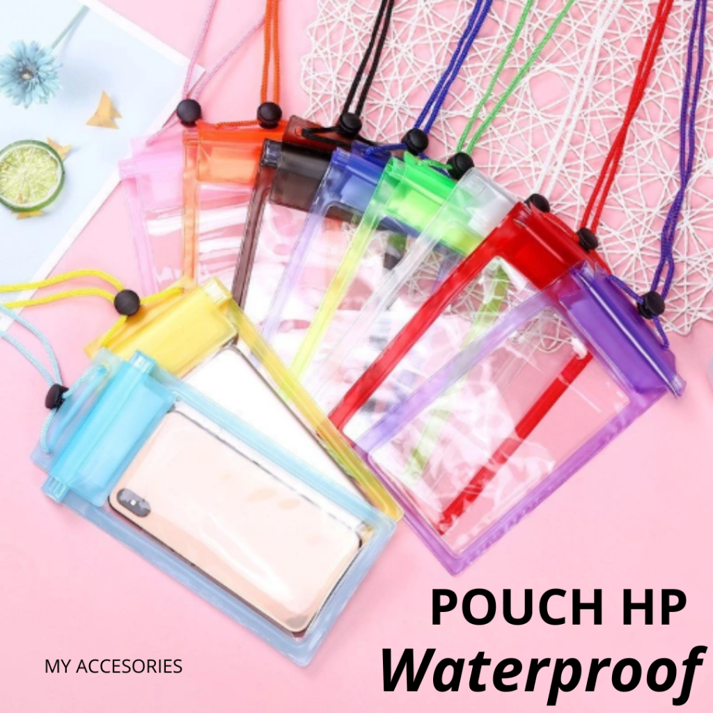 POUCH Bag Handphone UNIVERSAL WATERPROOF Tahan Air Hujan Transparan Size L - XL Sarung Pelindung Hp 