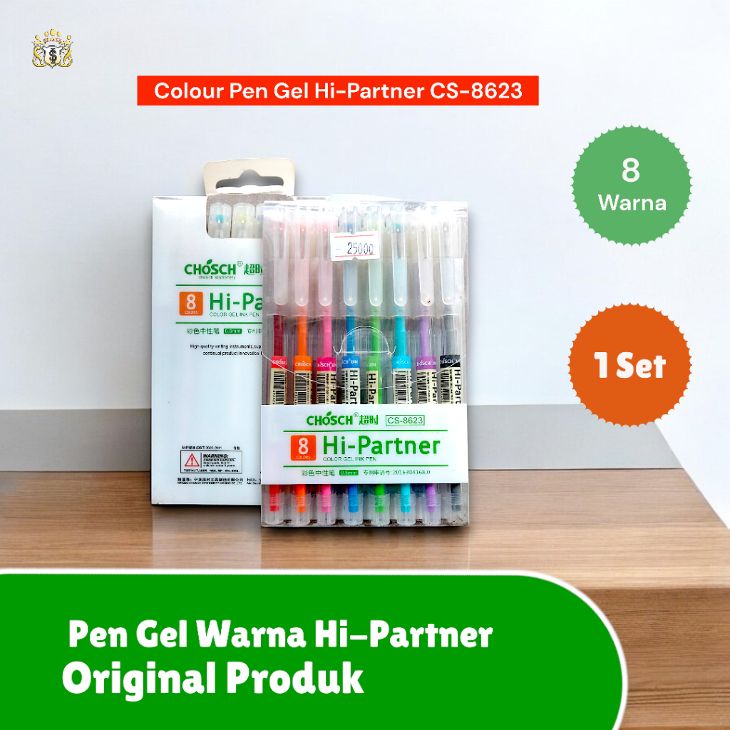 

Color Pen Gel Chosch Hi-Partner (8 Warna) / Pen Gel Warna Serbaguna Untuk Catatan / Jurnal / Art / Kerajinan