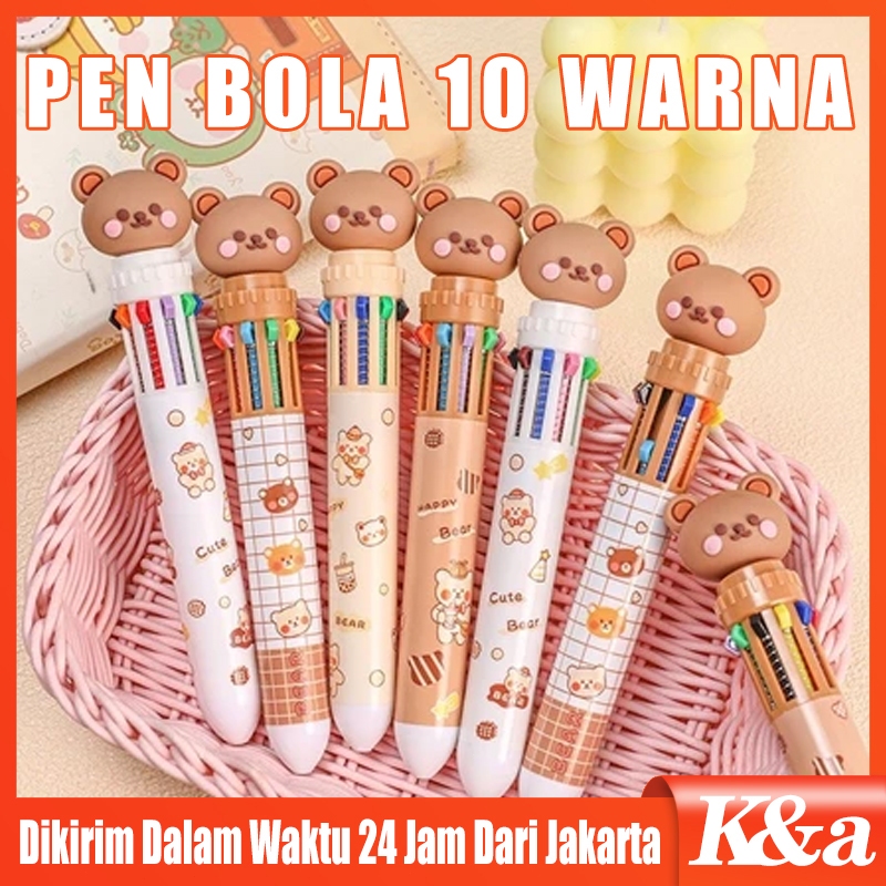 

Pulpen Karakter Teddy Bear 10 Dan 6 Warna / Pulpen Warna Warni 卡通圆珠笔 Pen Comel