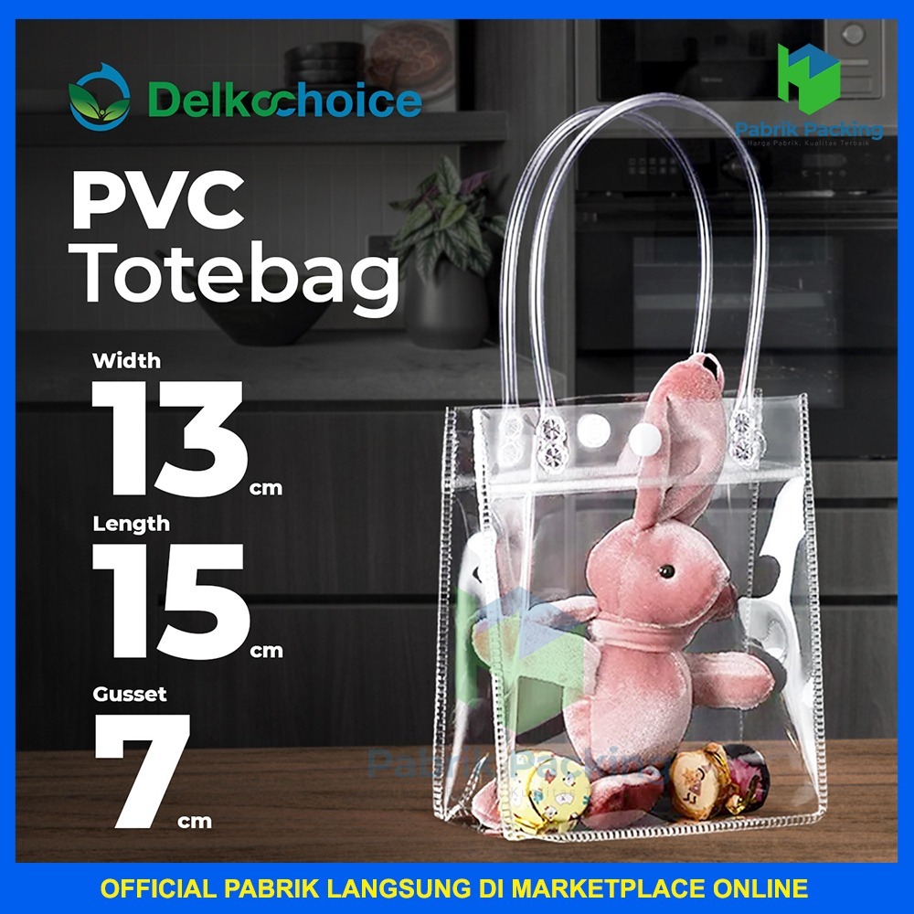 

Tas Mika PVC Transparan Goodie bag Hampers Souvenir Ultah Polos Premium Tote Bag Delkochoice 13x15+7cm