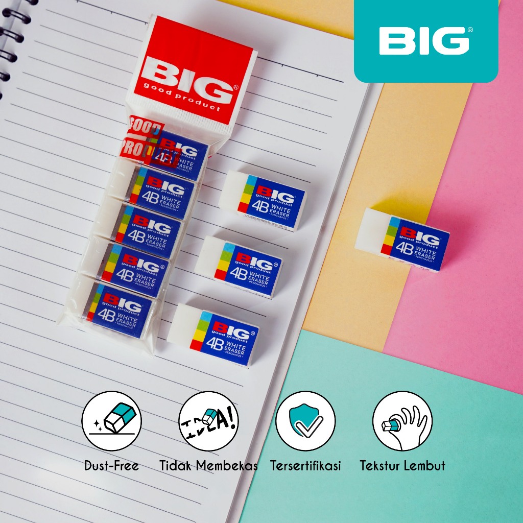 

5 Pcs BIG Penghapus / Eraser Pensil Putih Kecil Dust Free ER-9401
