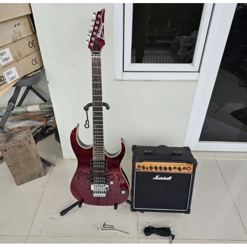 Gitar ibanez premium plus ampli dan kabel jack mantap