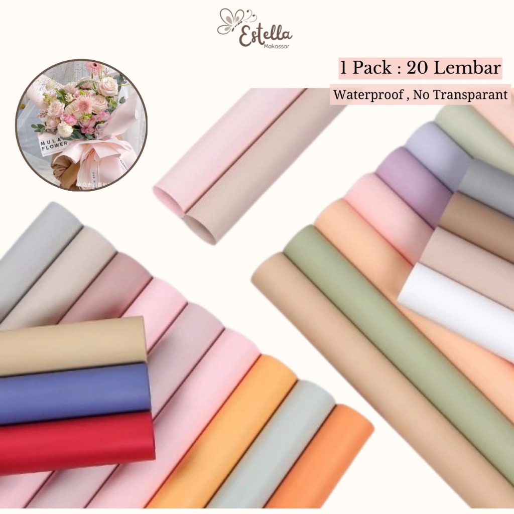 

[ 20 Lembar ] Kertas Bunga Buket Cellophane Matte Doff 1 Warna /Kertas Bunga Sinowrap Premium Paper Florist Waterproof