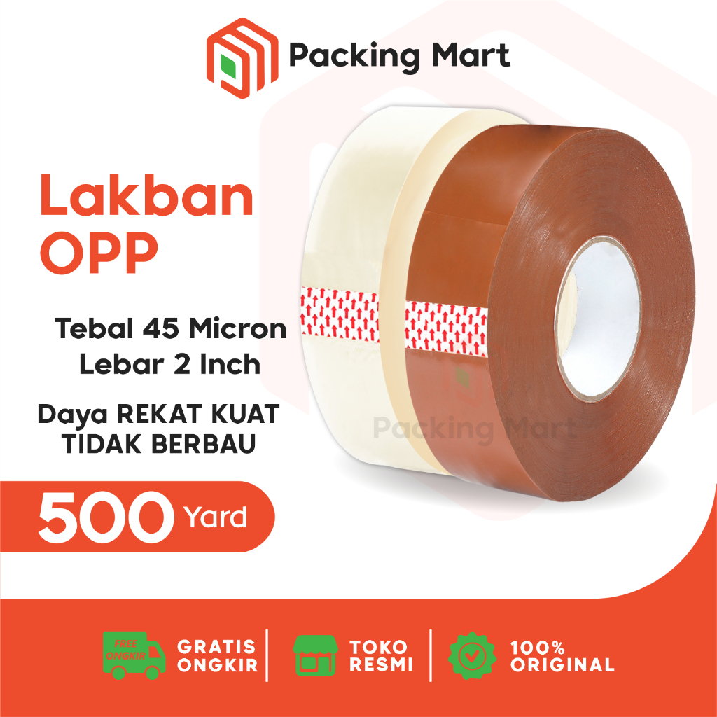 

Lakban Bening Dan Coklat OPP Isolasi Selotip 45 mm x 500 Yard