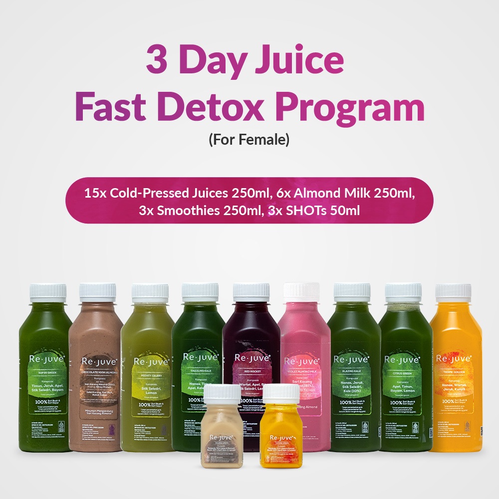 

Re.juve Jkt - Paket Detox 3 Hari (Juice Fast Program - Women)