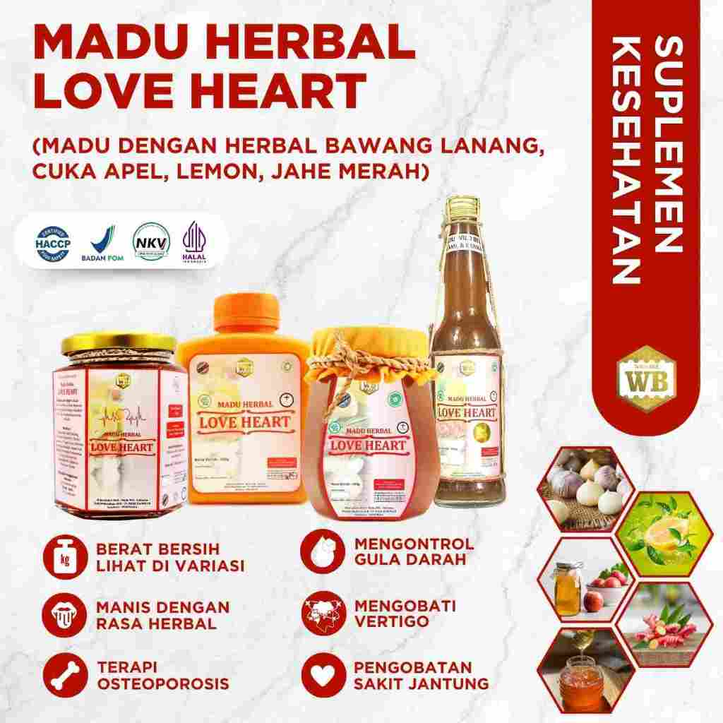 

WB Wild Bee - Madu Love Heart / Madu Herbal - Wild Bee - Kemasan Ekonomis - Beli 10 Gratis 1