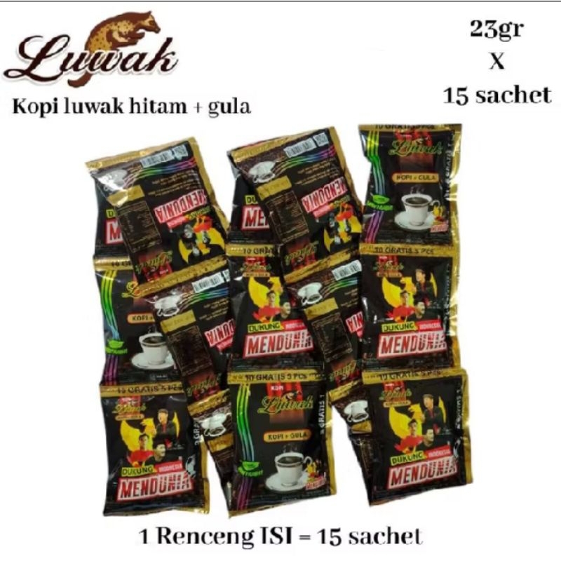 

kopi luwak hitam+gula 1renceng isi 15sachet