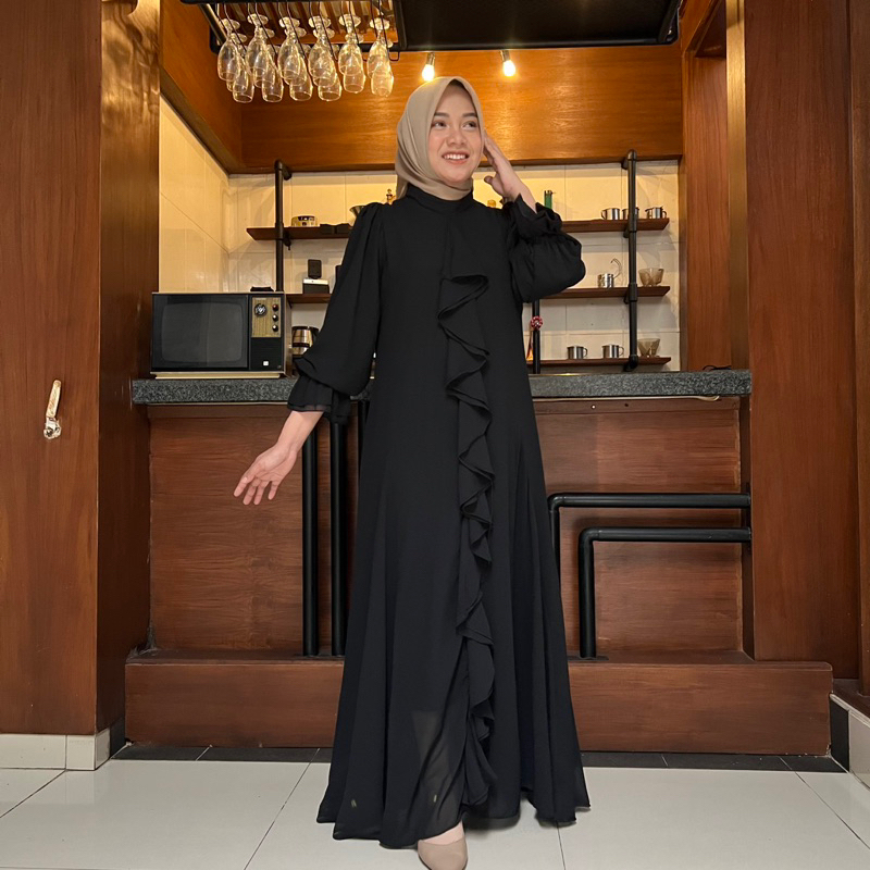 SASHEENA Zayana Dress || Gamis Sifon Ceruty || Gamis Polos || Gamis Lebaran || Abaya  || Dress Cerut