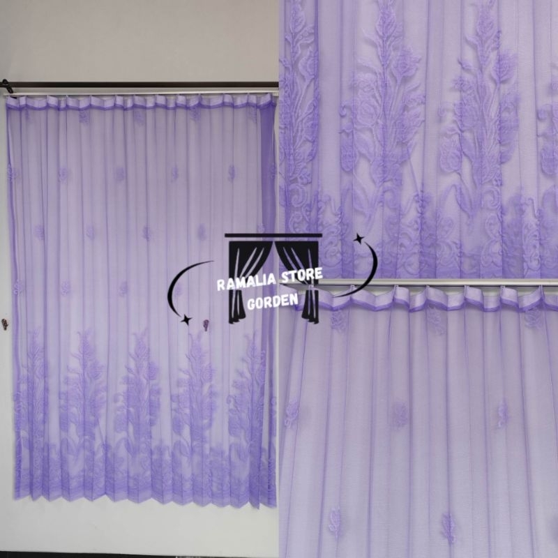Gorden Vitrase Puring Tirai Dalaman Gorden Vitrase Motif Warna Ungu