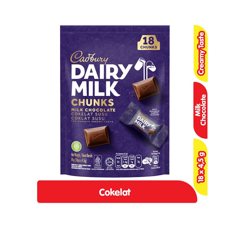 

Cadburry Dairy Milk Cokelat Sharebag Bites 18x4.5 gram