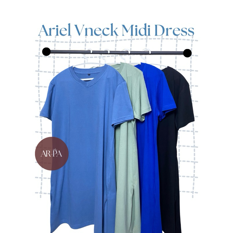 ARIEL VNECK BASIC MIDI DRESS COTTON COMBED 30S