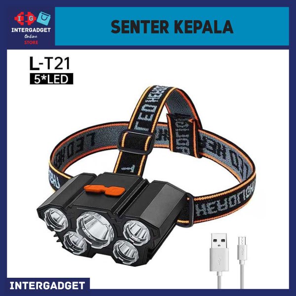 Senter 5 LED Kepala Headlamp