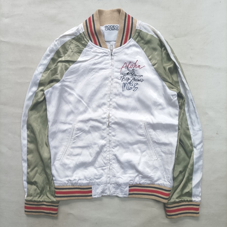 Jaket Rodeo Crowns Japan sukajan women aloha hawaii satin jacket