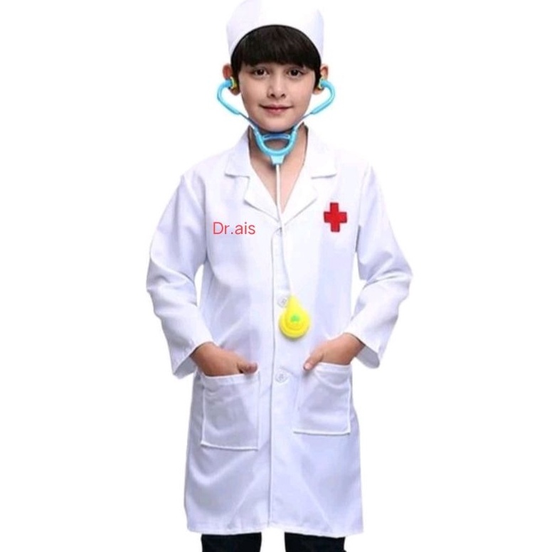 Stok terbatas JAS LAB  BORDIR NAMA DOKTER KECILKOSTUM PROFESI ANAK PAUD TK SD