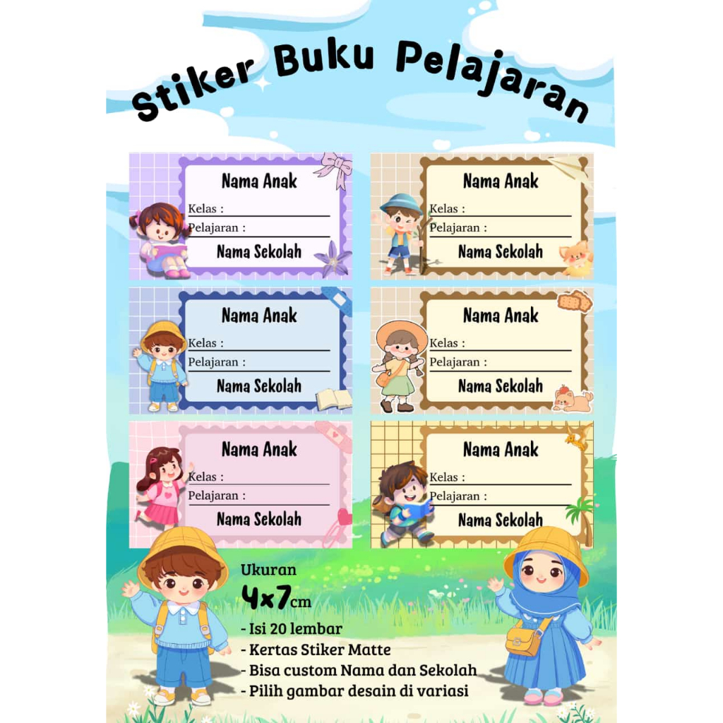 

(BISA COD) Isi 20 Stiker Mapel - Label Buku Pelajaran Sekolah - Stiker Mata Pelajaran