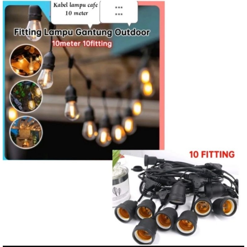 Kabel lampu cafe 10meter 10fitting