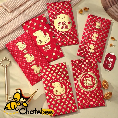 

Angpao Imlek 6pcs Shio Ular Glossy Timbul Chinese New Year of SNAKE Red Envelope 2025