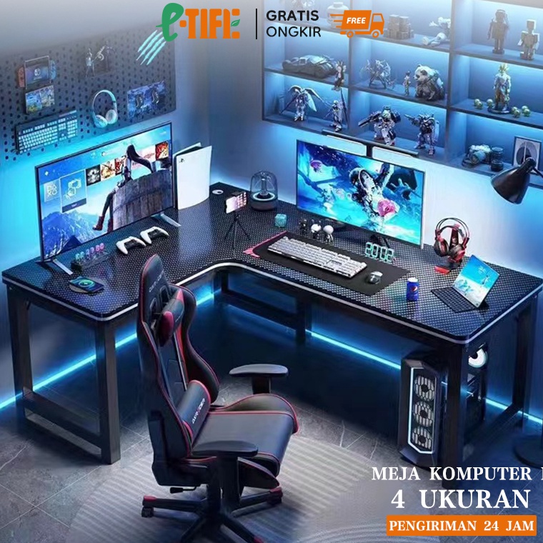 Terbaik ETIFE Meja Komputer Minimalis L Meja Gaming L shaped Meja Komputer Meja Kantor Meja Laptop