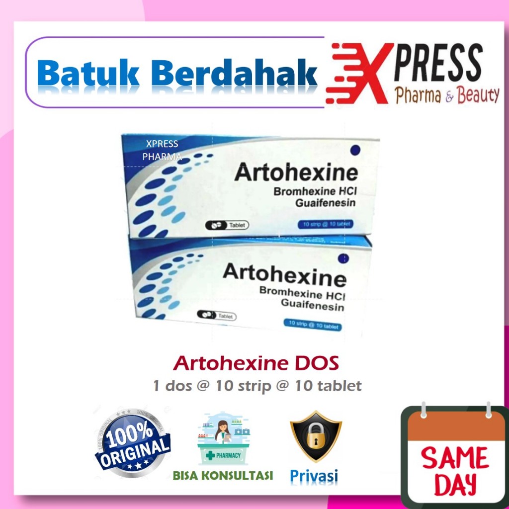 XPRESS  DOS Artohexine Obat Batuk Berdahak Artohexin Tablet GG Bromhexine Guaifenesin Zc