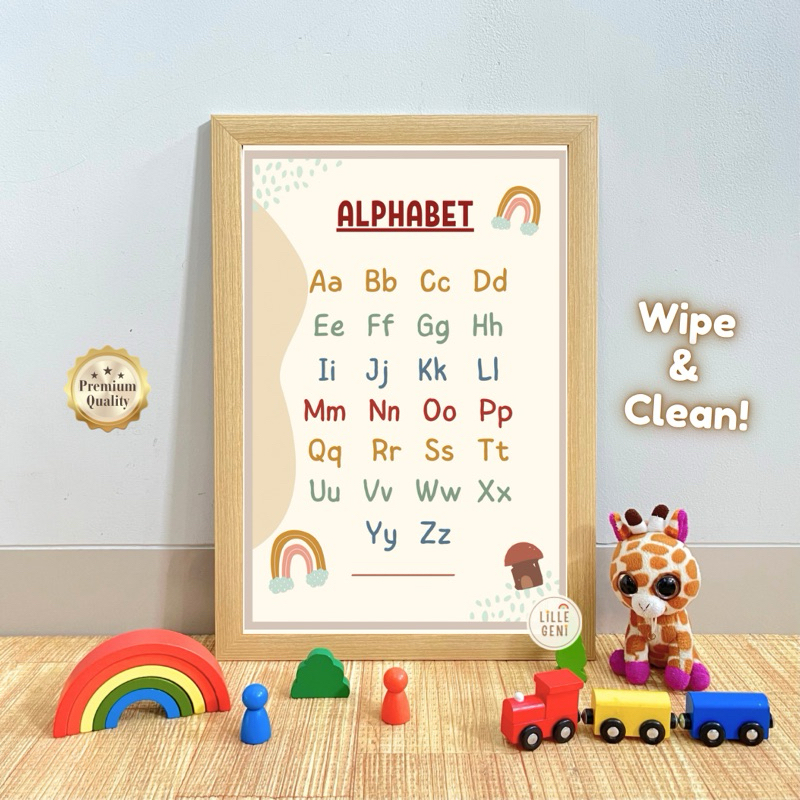 (LGN) ALPHABET (Abjad) - Wipe Clean! Poster Aesthetic Premium Edukasi Anak TK SD Alfabet Estetik