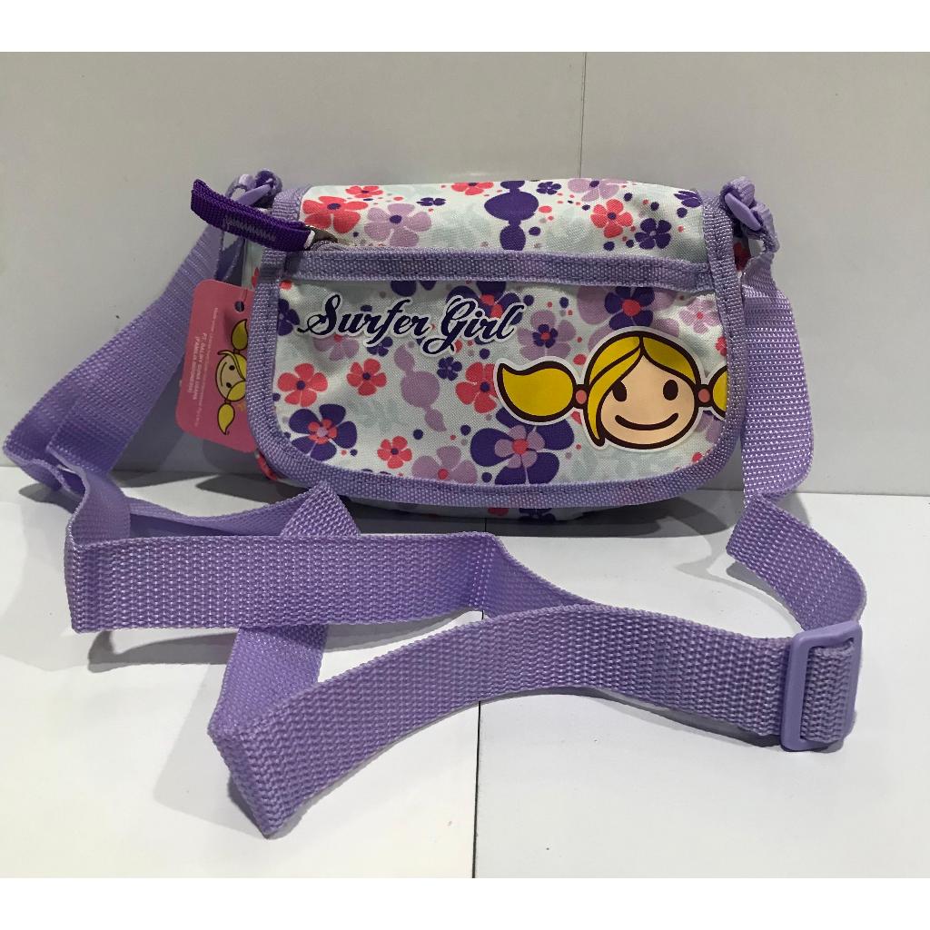 TAS SLING BAG SURFER GIRL ORIGINAL WARNA UNGU UKURAN 17x4x13cm (PxLxT)