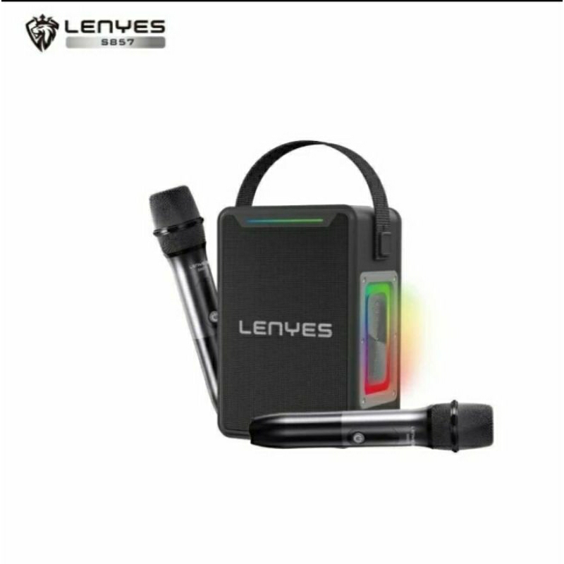 LENYES S857 Speaker KTV Karaoke Tws Dual Mic Wireless Bluetooth 5.3 150W Rgb Light DSP High Power Ba