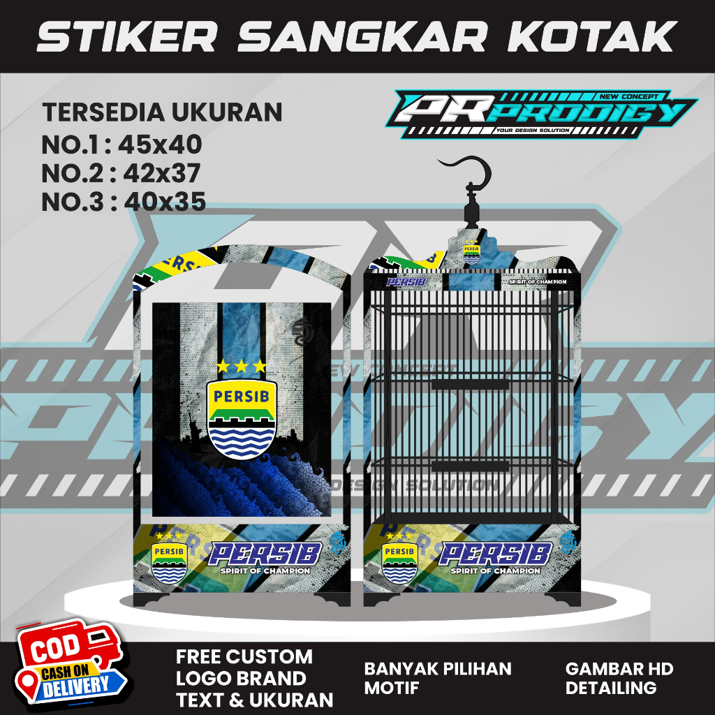 Stiker Decal Sangkar Burung / Sangkar Koper / Sangkar Kosan PERSIB BANDUNG