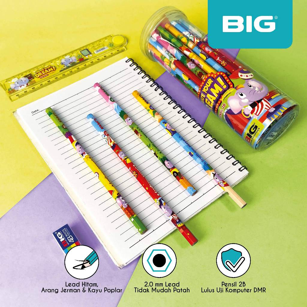 

50 PCS BIG PENSIL 2B KARAKTER SERI BUM ELEPHANT GRAPHITE PENCIL EXTRA DARK PS-007