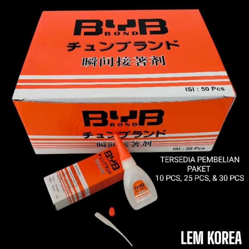 

(Paket Promo) 30,10,& 25 Pcs Lem Korea BYB BOND Murah / Lem Cair Corea