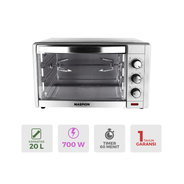 MASPION OVEN LISTRIK TOASTER ROTISERRIE MOT-2002W/MOT2002W PEMANGGANG 20 LITER MOT 2002 W