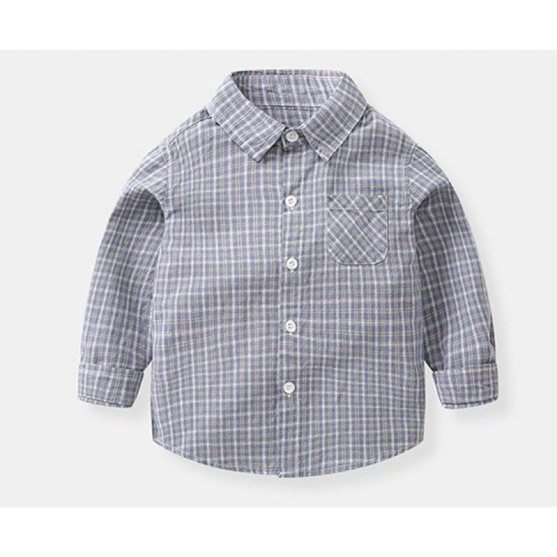 Atasan Kemeja Hem Lengan Panjang Anak Laki-laki Import Kotak