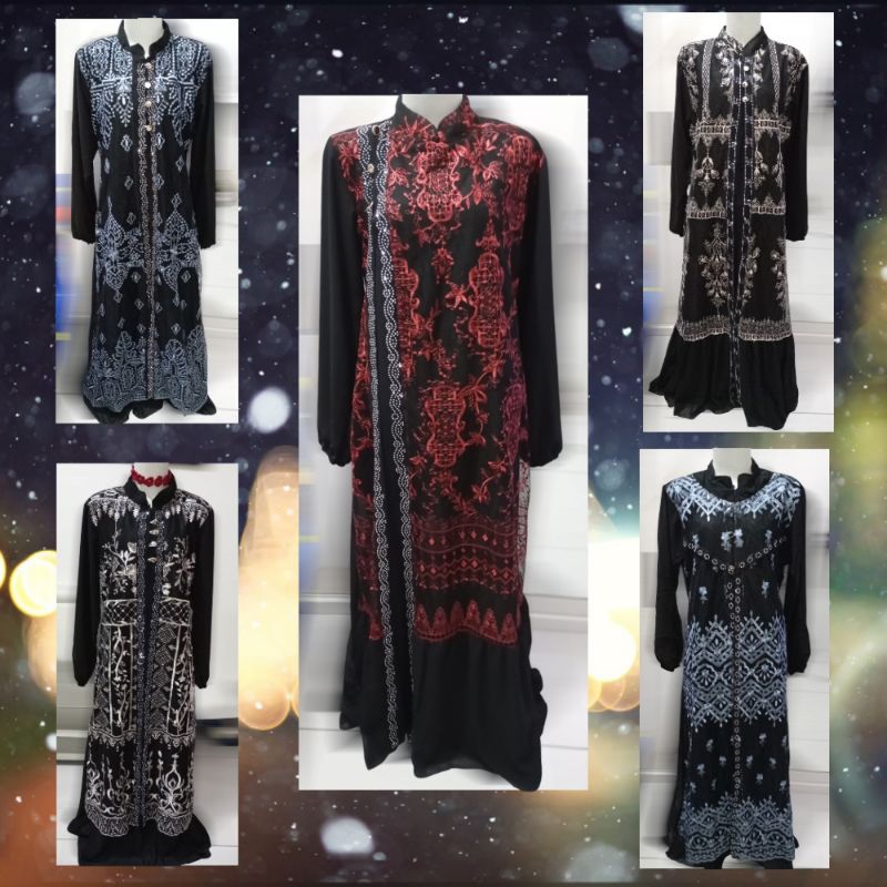 GAMIS CANTIK CERUTY BROKAT FREE BROS DAGU & HIJAB POUCH OSKARA BLACK VERSION PLAT LOGO TEPI LC ORI B