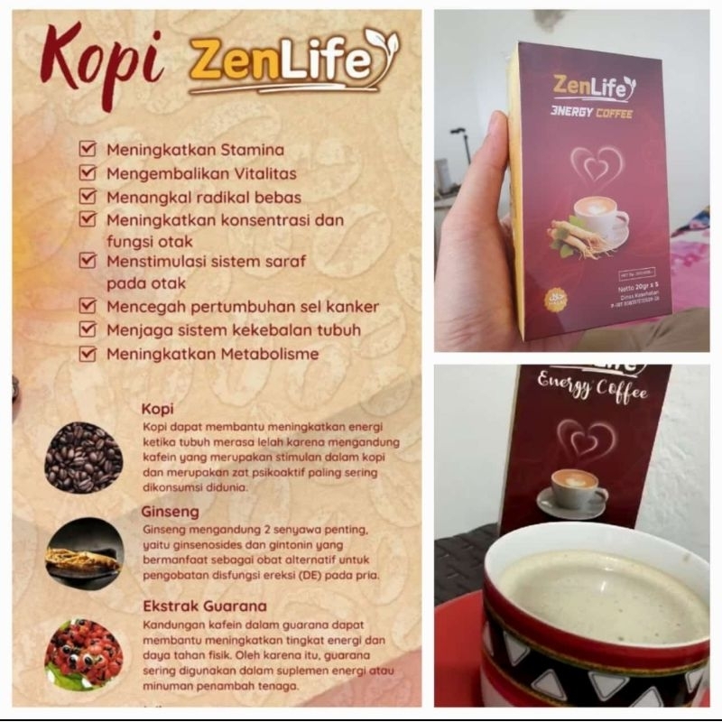 

ZENLIFE ENERGY COFFEE / KOPI ZENLIFE KOPI STAMINA isi 5 Sachet