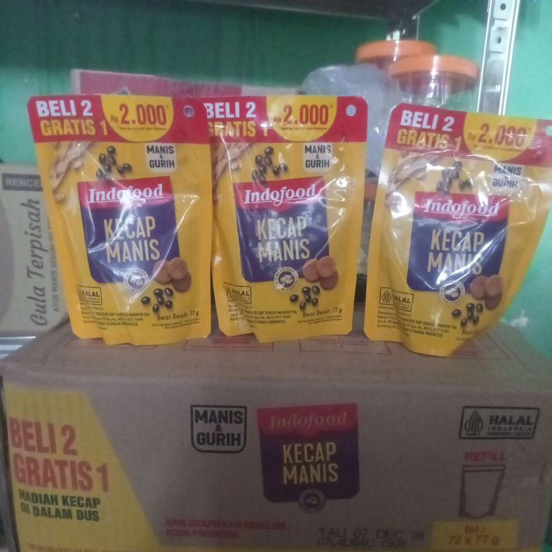 

1 dus kecap indofood 2000an/pcs(isi 72 pcs)